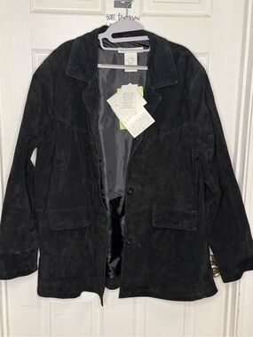 Women’s Black Suede Jacket - Classic Blazer Style